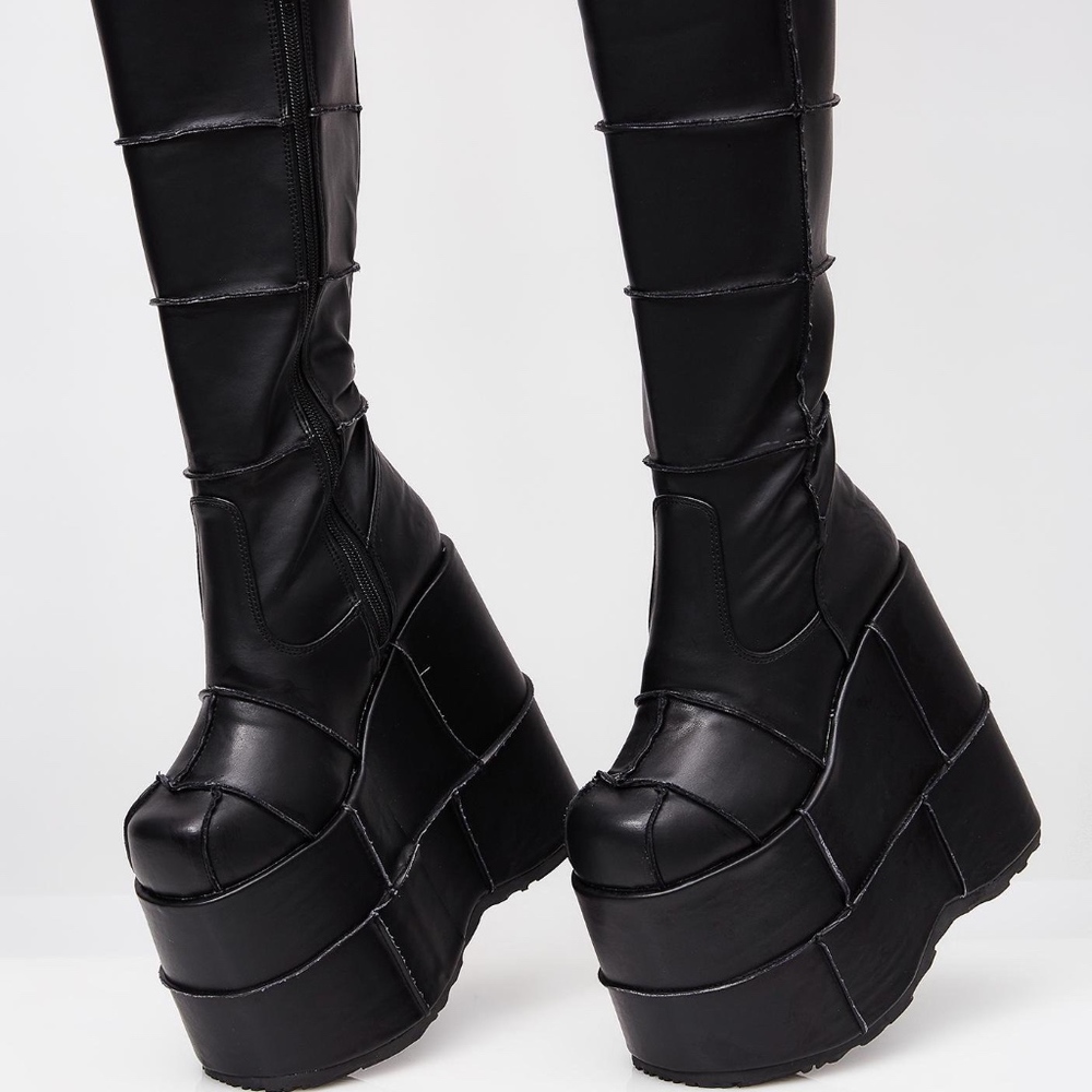 DEMONIA Matte PU 301 Stacked Patched Platforms